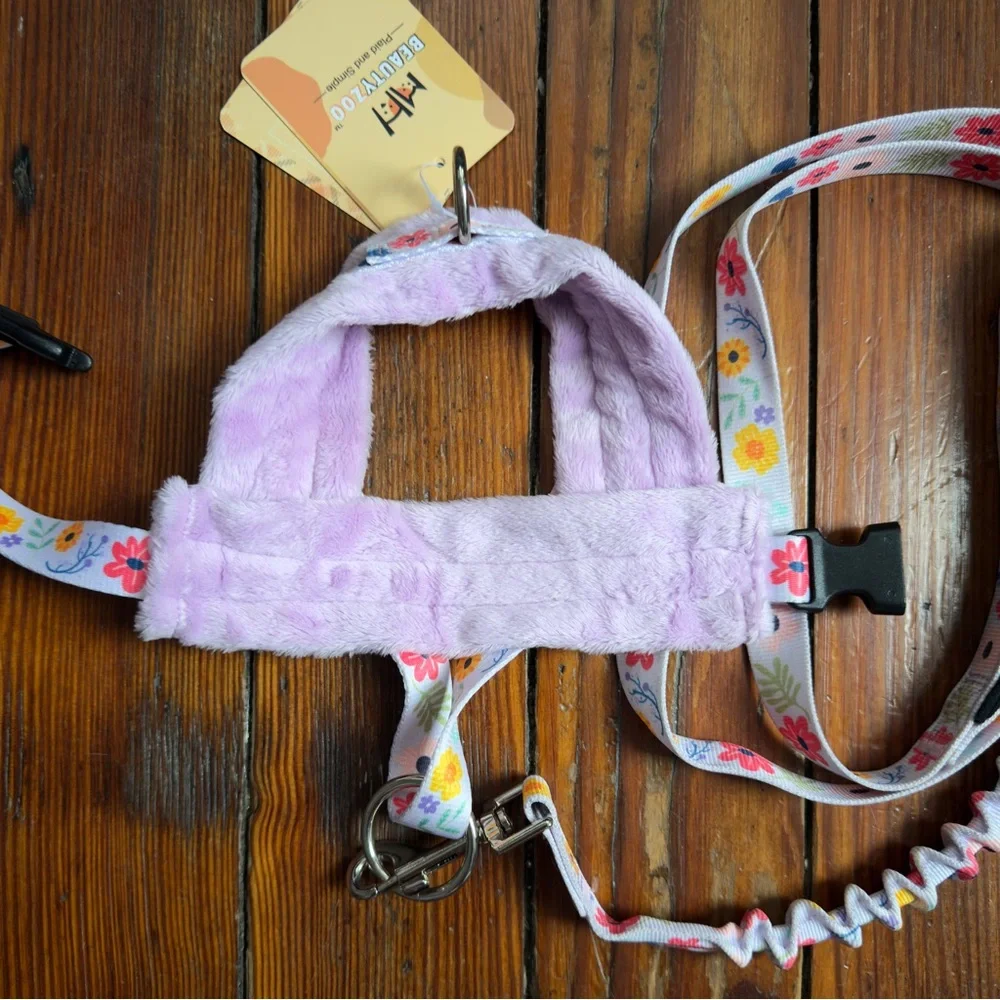 Floral Pink Kids Harness and Leash Set